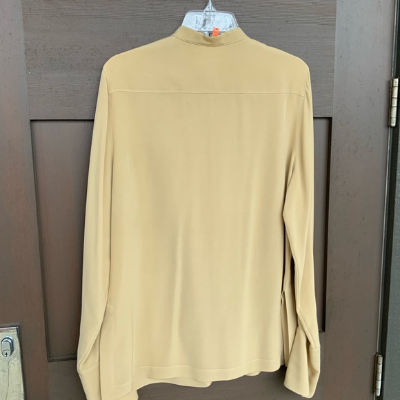 Talbots khaki silk tunic with mandarin collar and Chinese knot closures - Picture 4 of 6